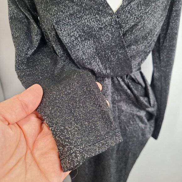 BCBGeneration Faux Wrap Black Metallic Cocktail Party Dress - Picture 4 of 9